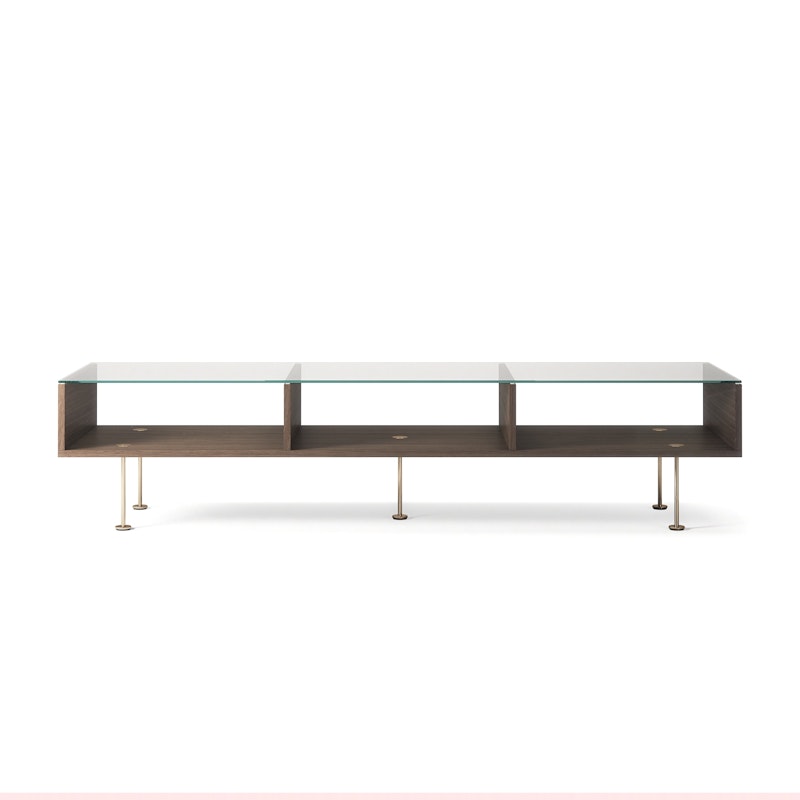 Vogue Coffee Table 45x165 cm, Smoked Oak / Brass