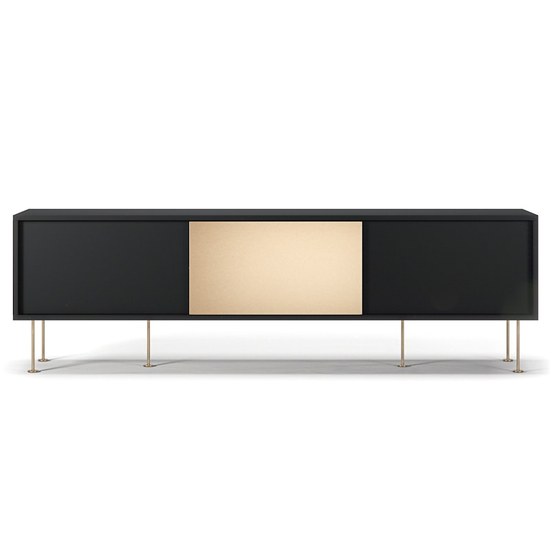 Vogue Media Bench 1 Brass Door With Legs 180 cm, Anthracite / Brass / Brass