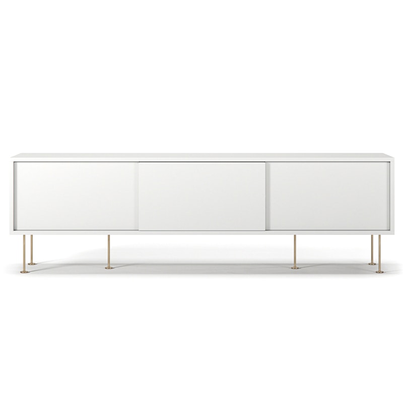 Vogue Media Bench With Legs 180 cm, White / Brass