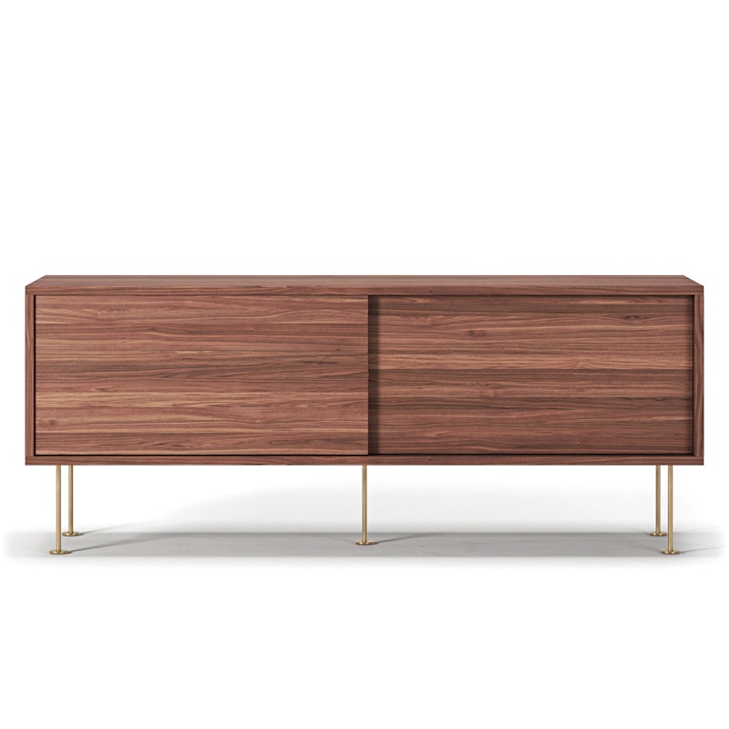 Vogue Media Bench With Legs 136 cm, Walnut / Brass