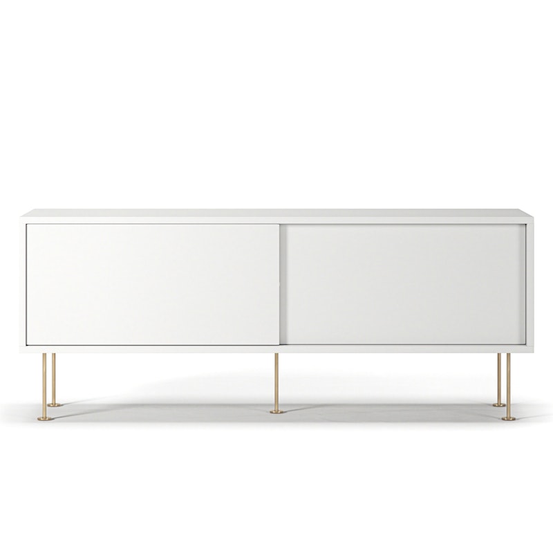 Vogue Media Bench With Legs 136 cm, White / Brass