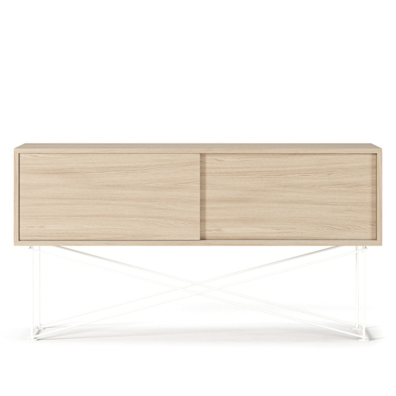 Vogue Media Bench With Stand 136 cm, White Oak / White