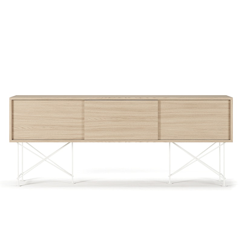 Vogue Media Bench With Stand 180 cm, White Oak / White