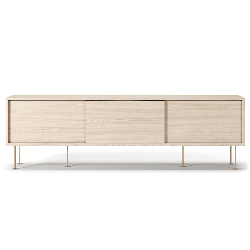 Vogue Media Bench With Legs 180 cm, White Pigmented Oak / Brass