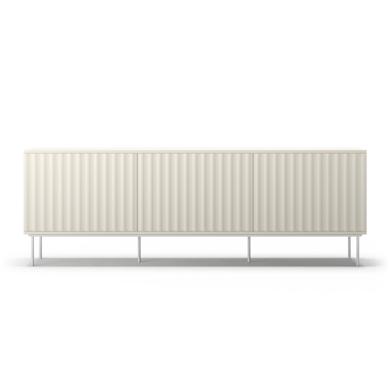 Wave Media Bench With 3 Doors, Cream