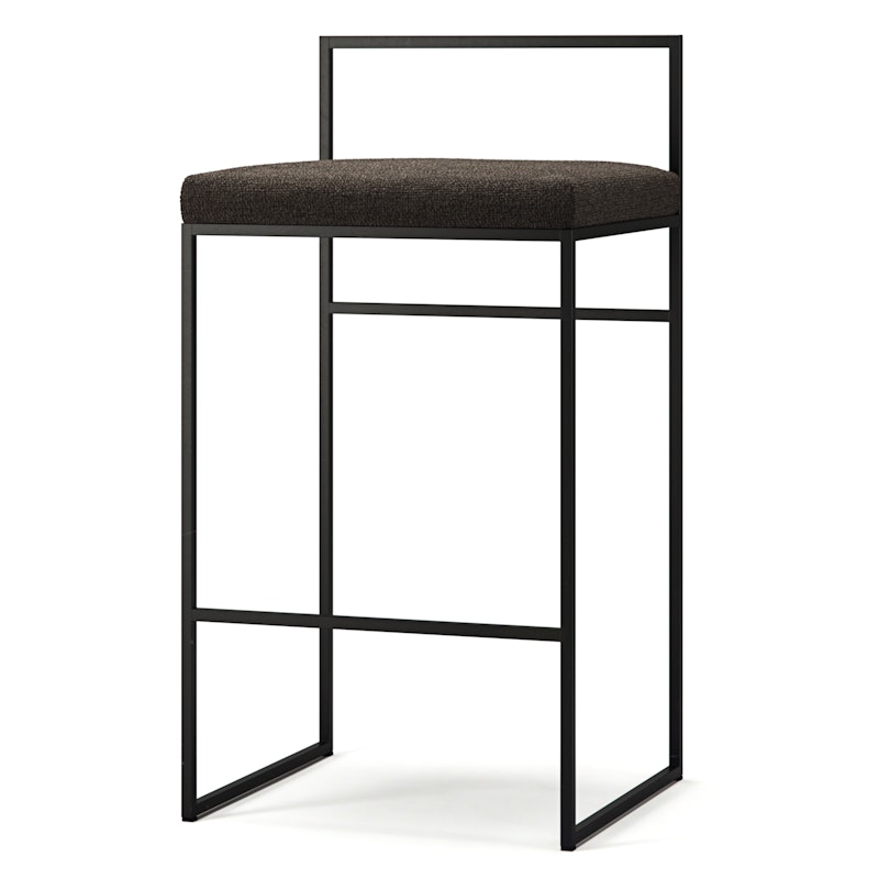 Bar Stool With Backrest 80 cm, Black / Dark Chocolate