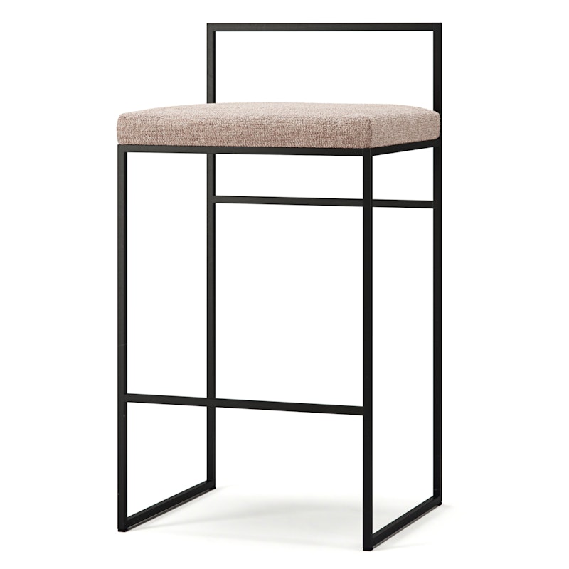 Bar Stool With Backrest 80 cm, Black / Pale Rose