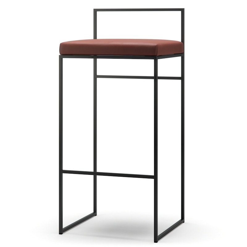 Bar Stool With Backrest 90 cm, Black / Brown Leather