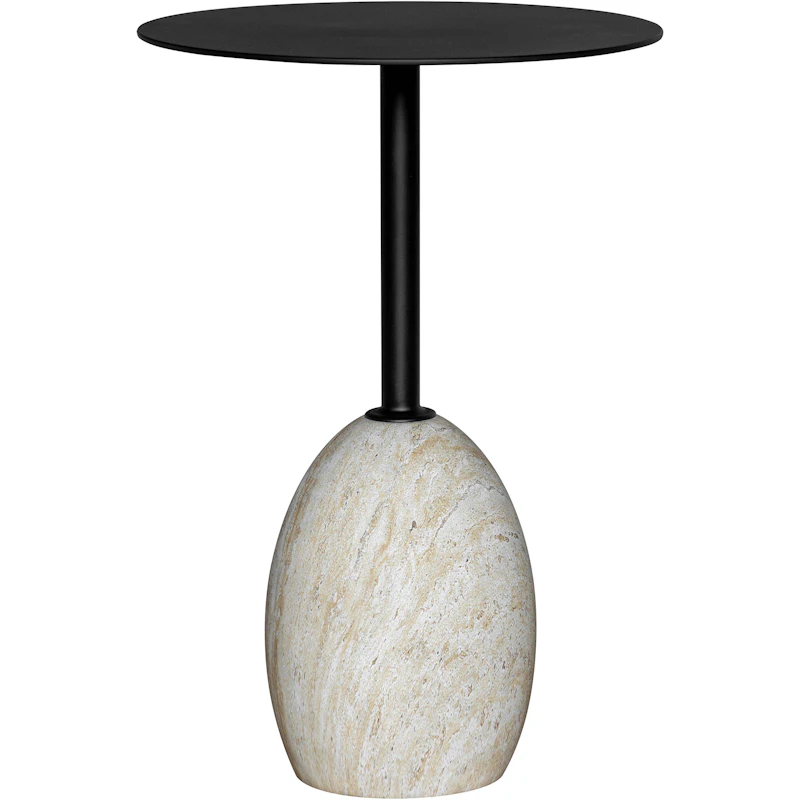 Shine Side Table, Black / Travertine