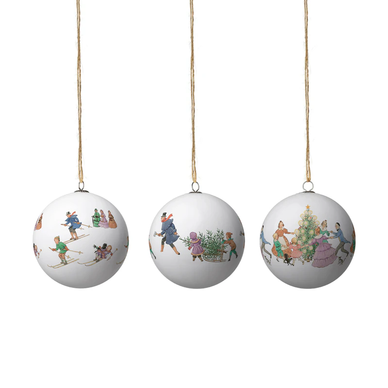 Elsa Beskow Christmas Bauble 3-pack, Dance/Christmas Tree/Ski Slope