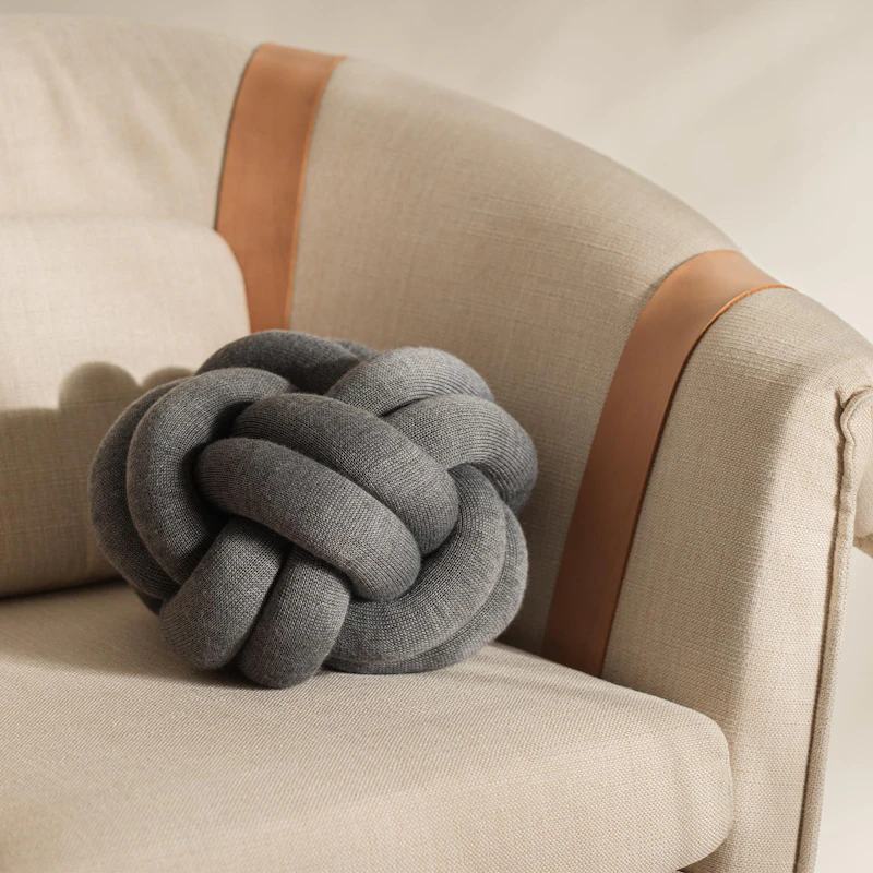 Knot Cushion, Grey from Design House Stockholm | RoyalDesign.co.uk