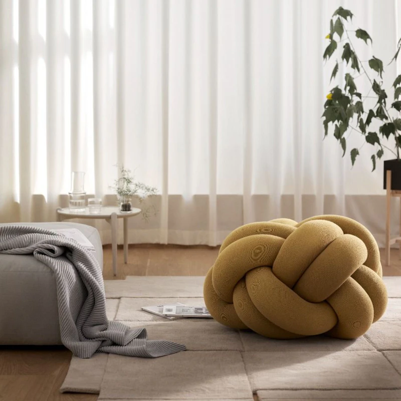 Knot Cushion XL, Yellow | RoyalDesign.co.uk
