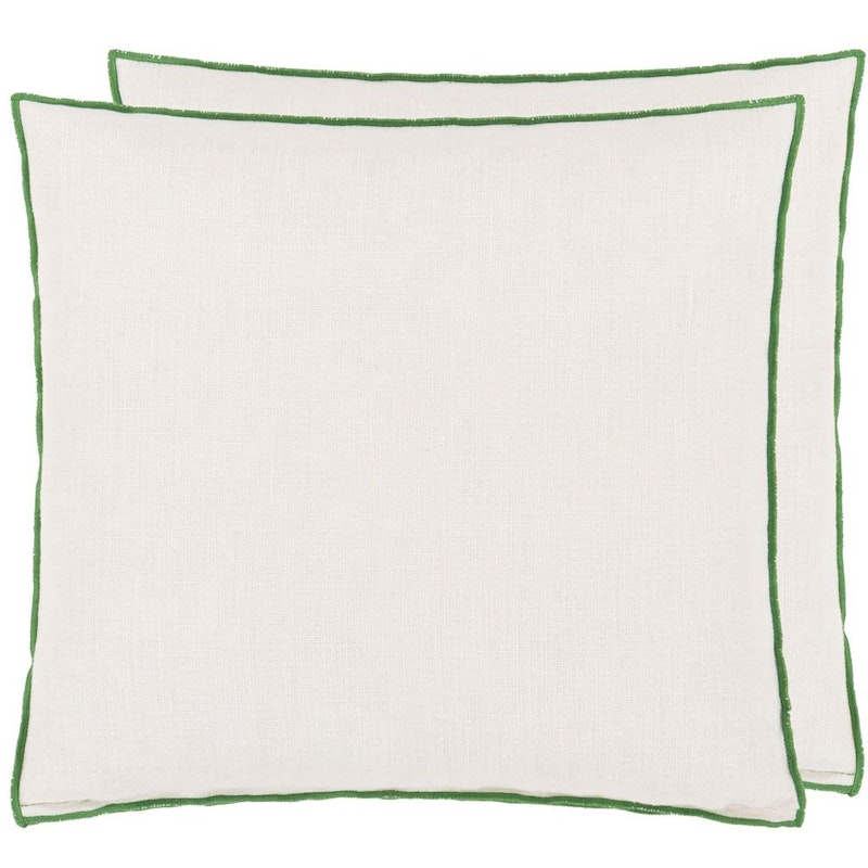 Brera Lino Cushion 43x43 cm, Alabaster / Emerald