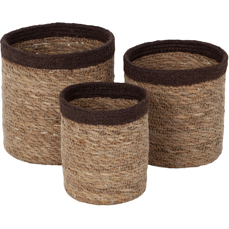 Emil Cylinder Basket Small 3-pack, Brown