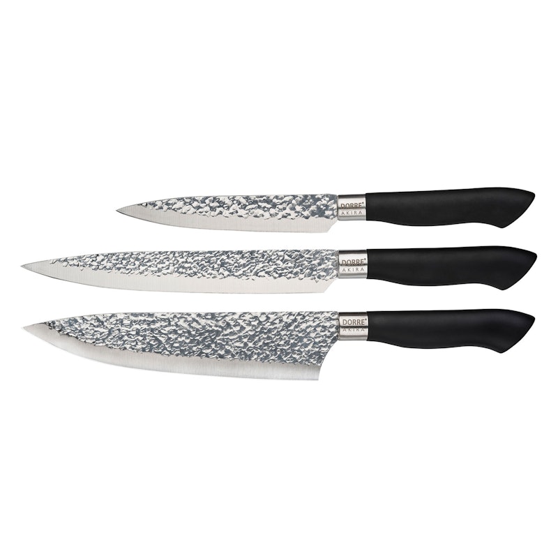 Akira Set Of  3 Knives, Black Knife Set Black