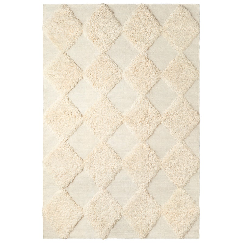 Chess Rya Wool Rug 200x300 cm, Off-white