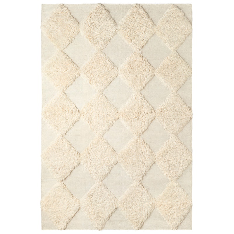 Chess Rya Wool Rug 200x300 cm, Off-white
