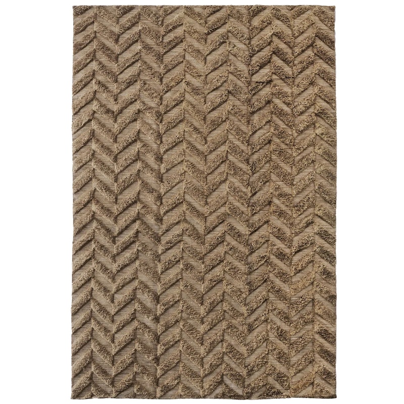 Herringbone Wool Rug 300x400 cm, Brown