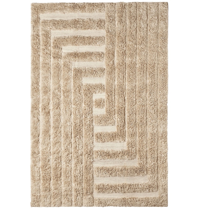 Shaggy Labyrinth Wool Rug 250x350 cm, Beige