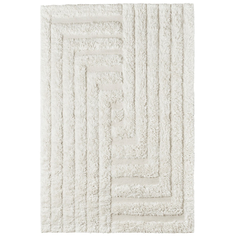 Shaggy Labyrinth Wool Rug 250x350 cm, White