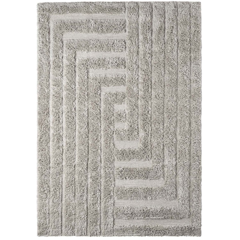 Shaggy Labyrinth Wool Rug 300x200 cm, Grey