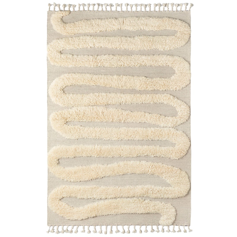 Snake Rya Wool Rug Off-white, 200x300 cm