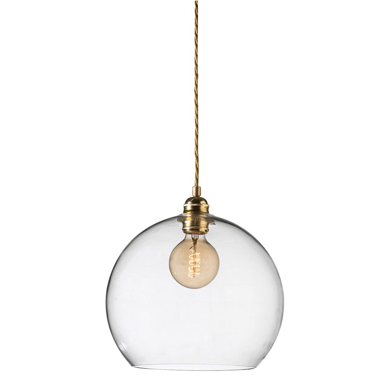 Rowan Pendant Ø28cm, Clear/Brass