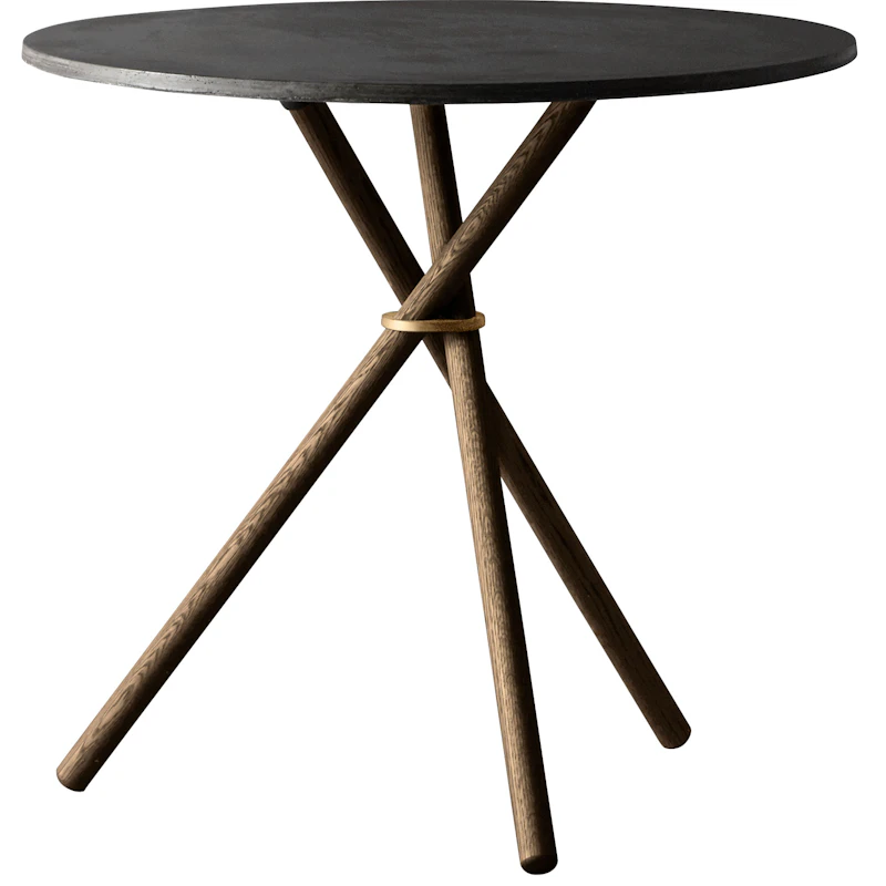 Aldric Side Table 80 cm, Dark Concrete / Dark Oak