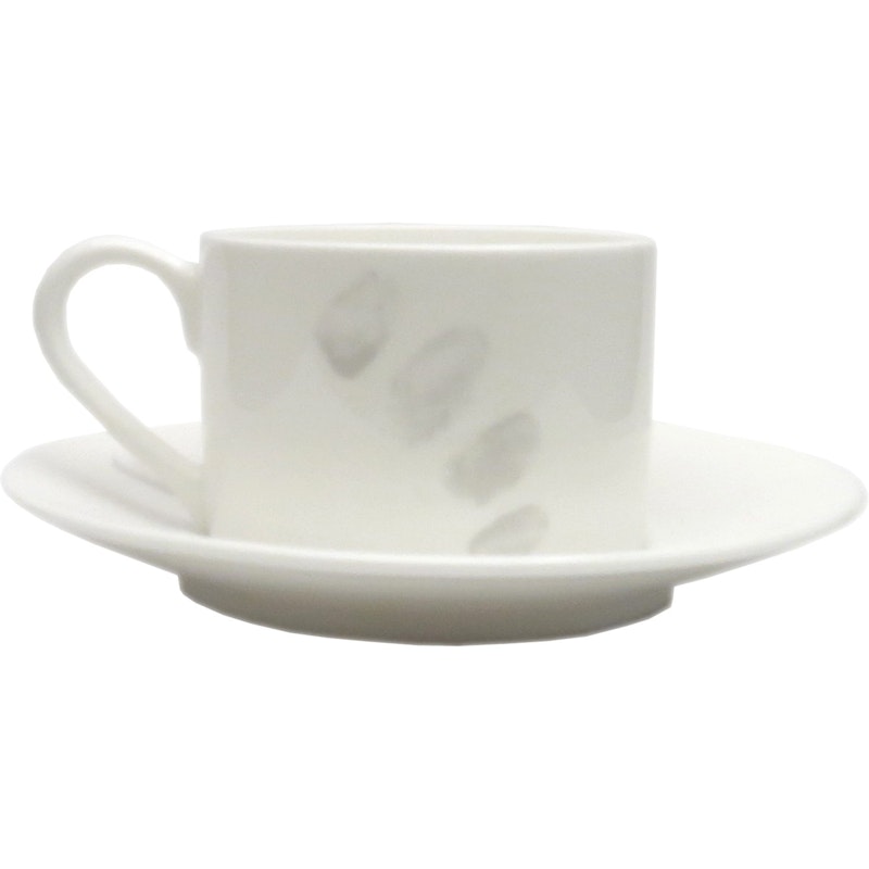 Fingerprint Cup with Saucer L, Light Grey