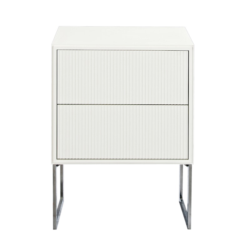 Line Bedside Table,  White / Chrome