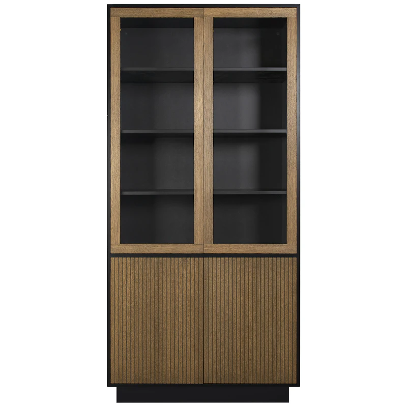 Line Burned Walnut Display Cabinet, Black