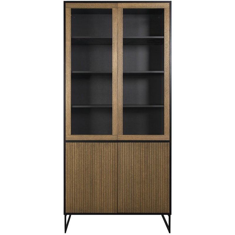 Line Burned Walnut Display Cabinet, Black / Black