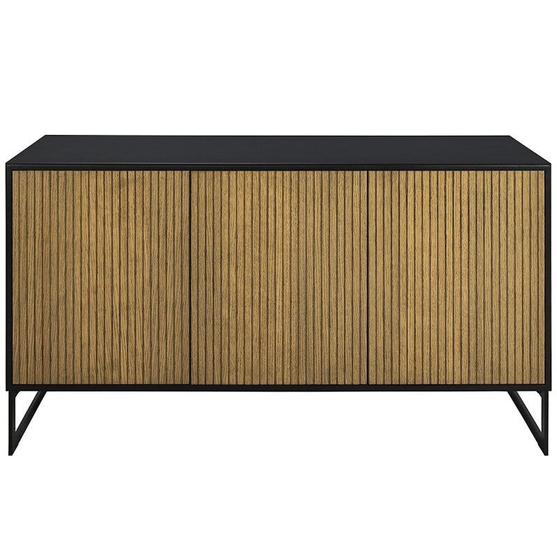 Line Burned Walnut Sideboard 3 Doors, Black/Black