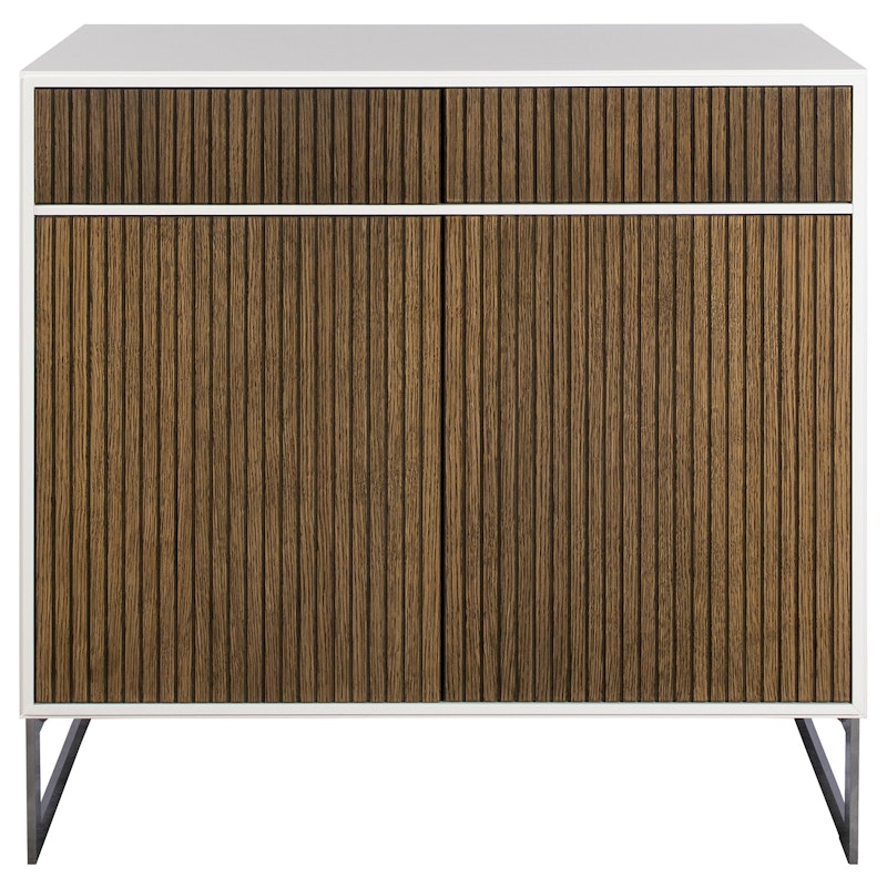 Line Burned Walnut Sideboard, White/Chrome