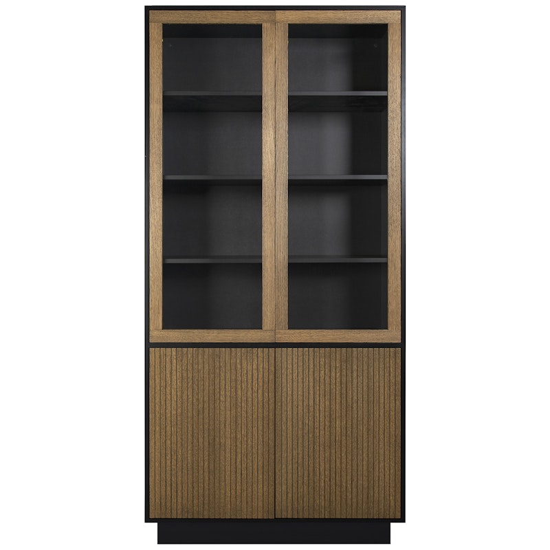 Line Burned Walnut Display Cabinet, Black