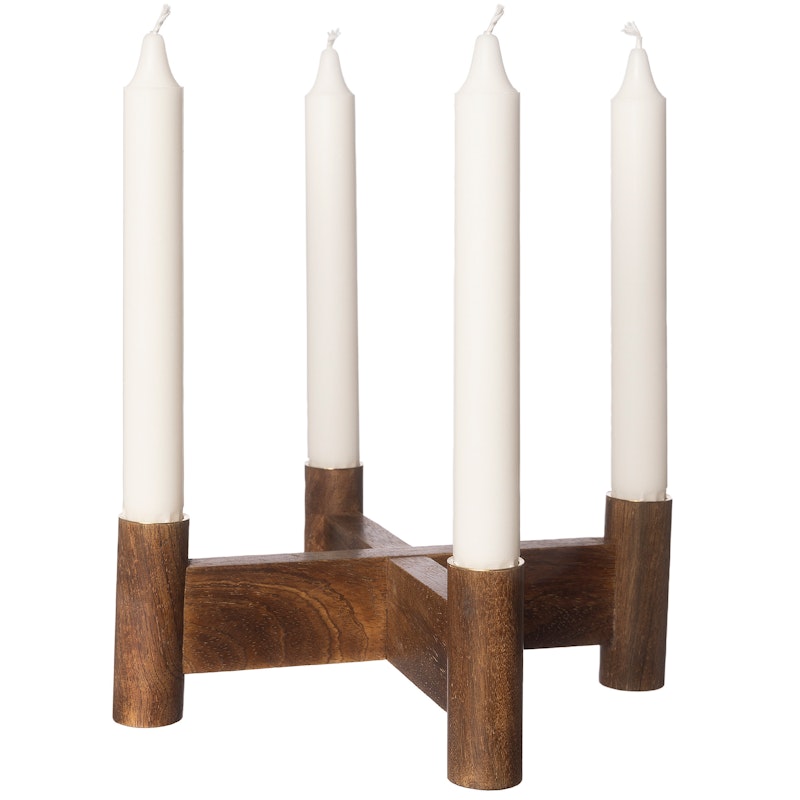 Advent Candle Holder, Dark Wood