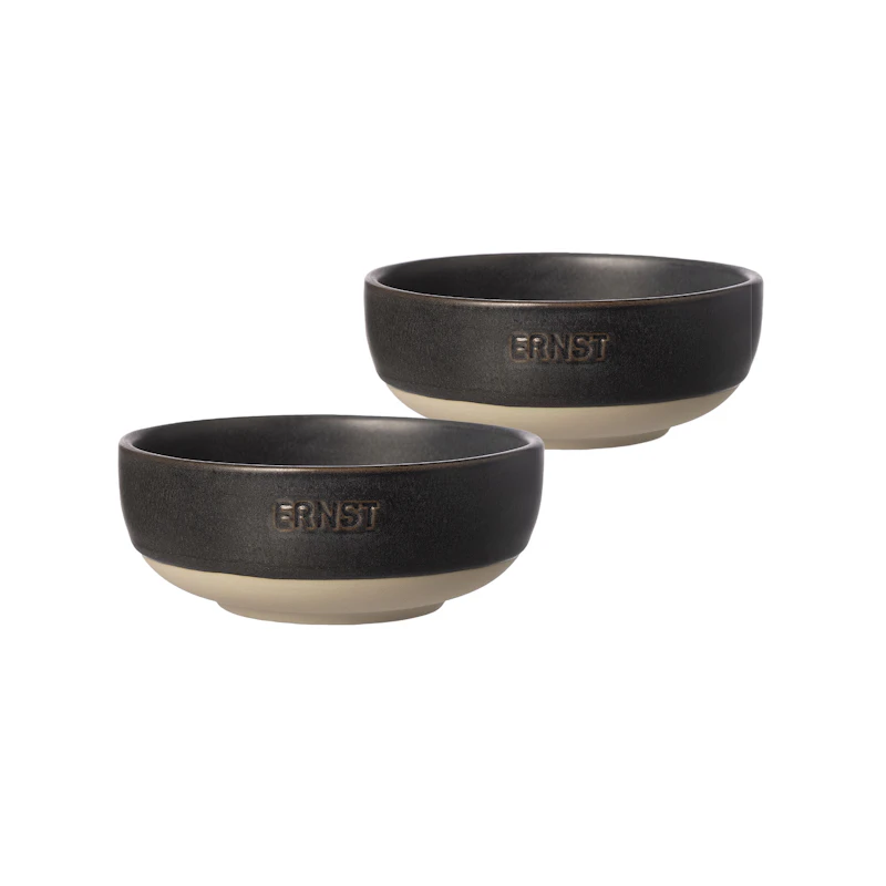Bowl 2-pack ⌀ 11 cm, Nature / Matte Black