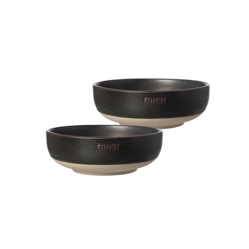 Bowl 2-pack ⌀ 14 cm, Nature / Matte Black