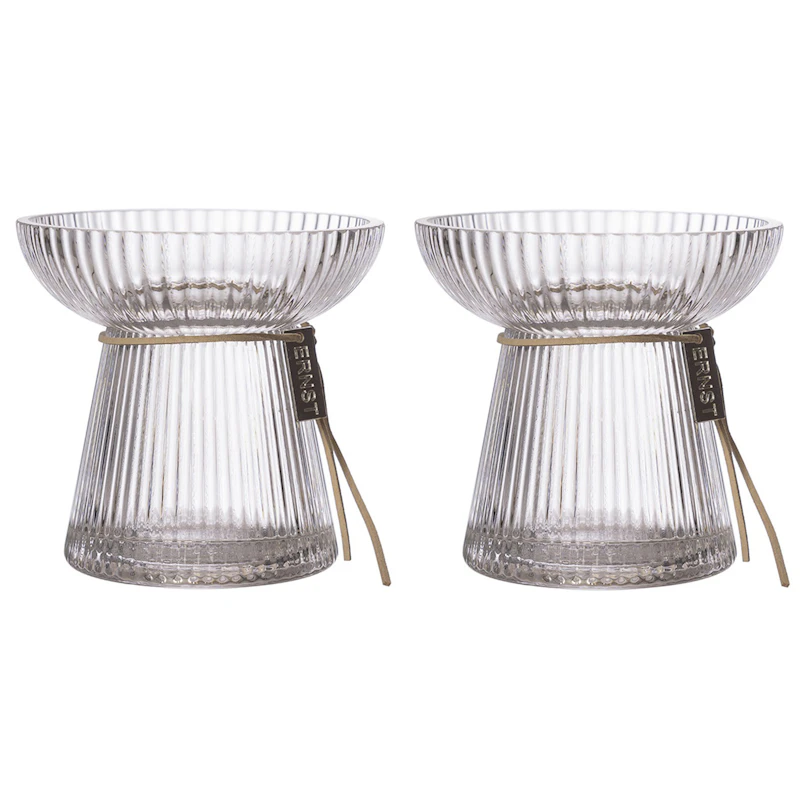 Bulb Vase With Fluted Structure 11 cm, 2-pack