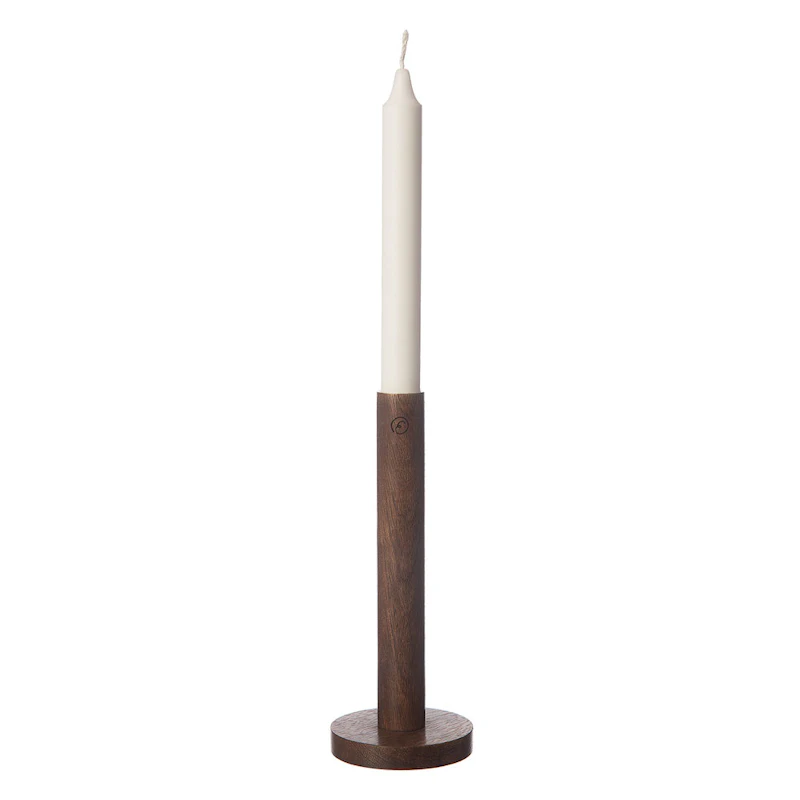 Candlestick Dark Brown Wood, 20x8 cm