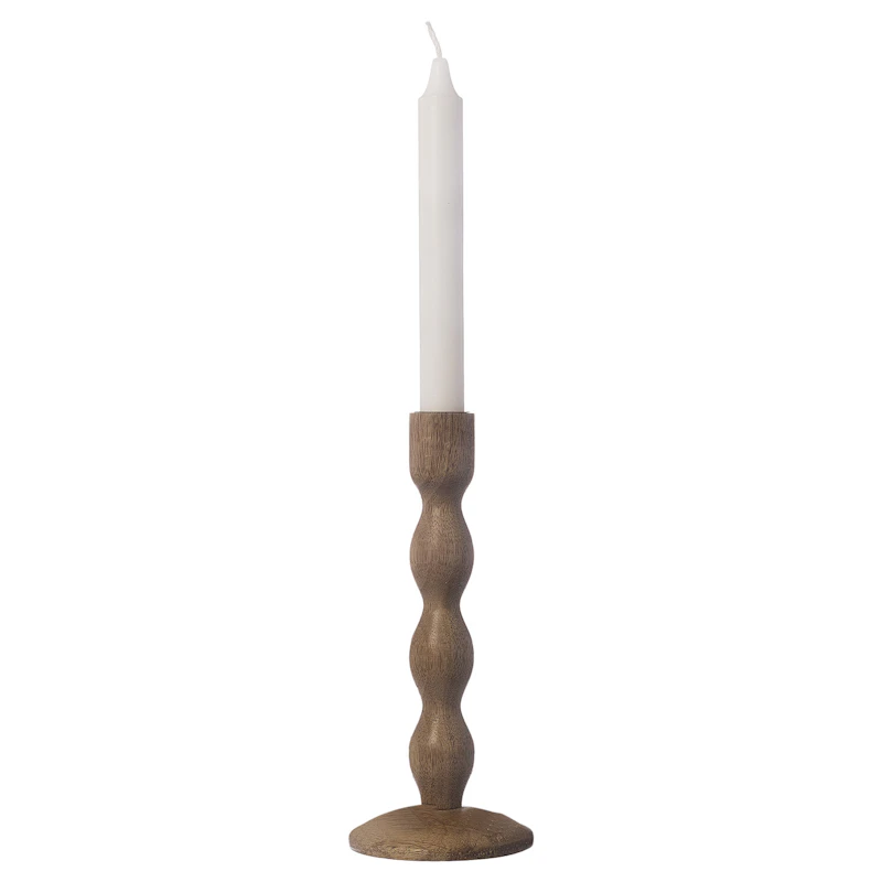 Candlestick Dark Brown Wood 21 cm, Nature