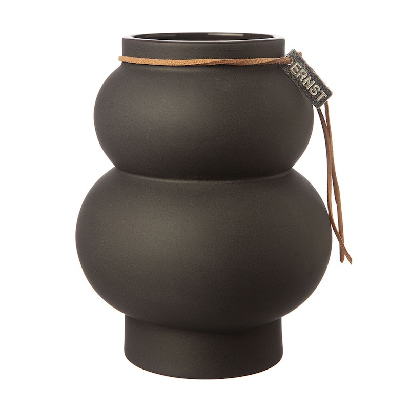 Curvy Vase Stoneware Dark Grey, 10x5.5 cm