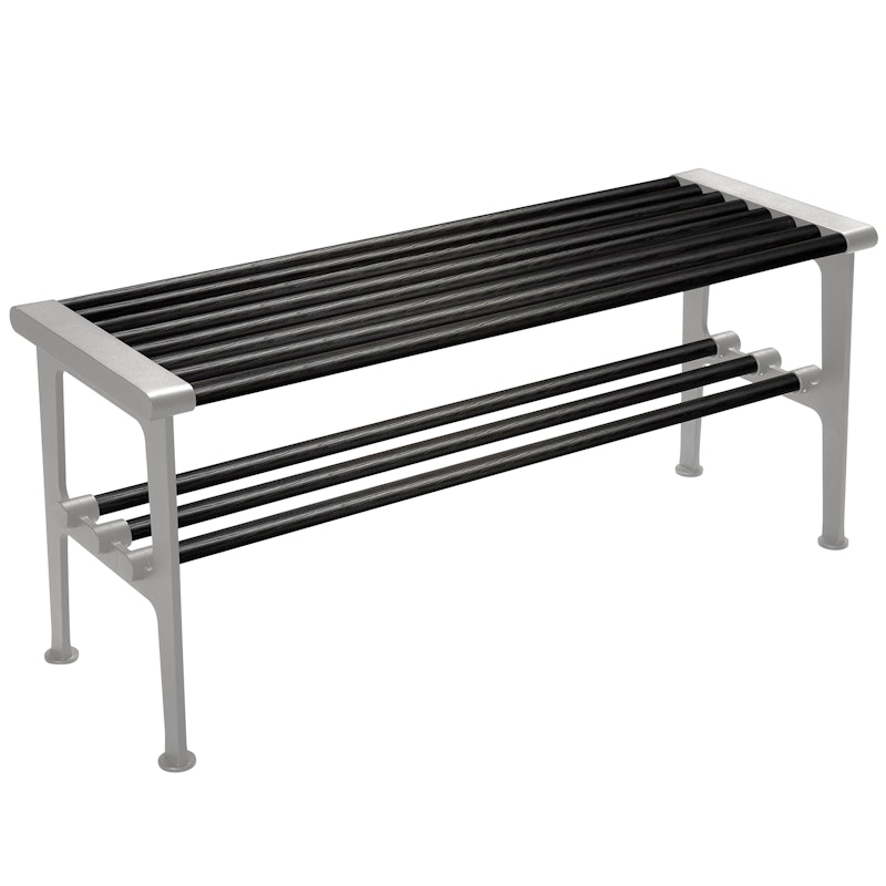 Nostalgi Bench 100 cm, Black Stained Oak / Aluminium