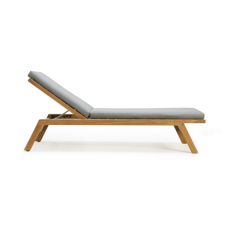 Costes Sunbed With Cushion Teak Nature Grey RoyalDesign