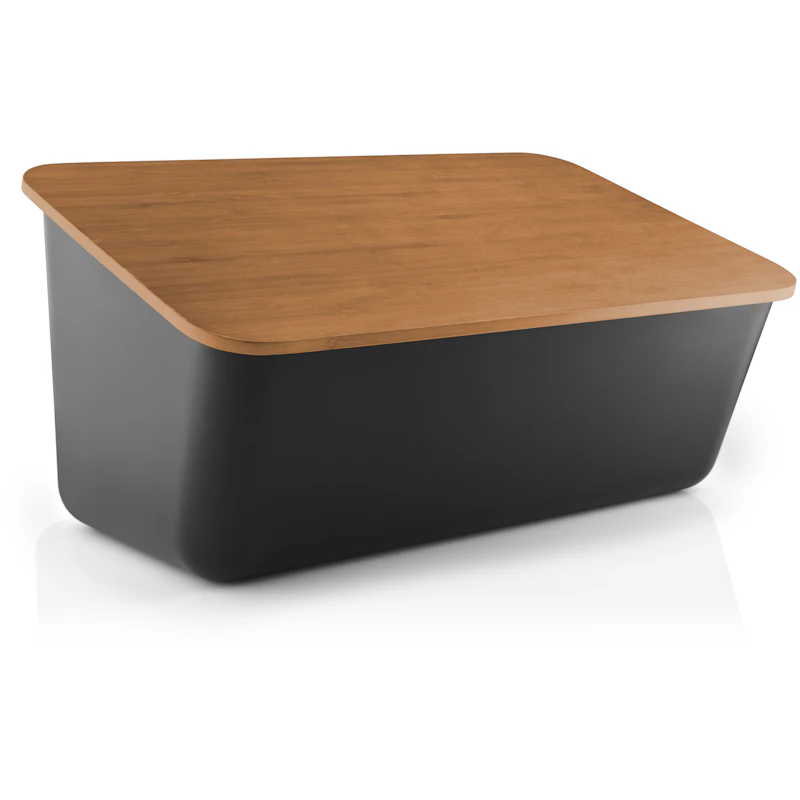 Nordic Kitchen Bread Box, Black / Bamboo