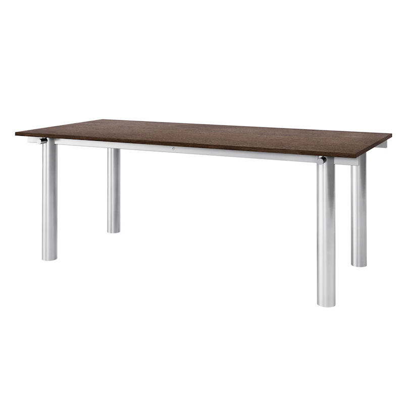 Atura Dining Table 200x90 cm, Stainless Steel / Dark Stained