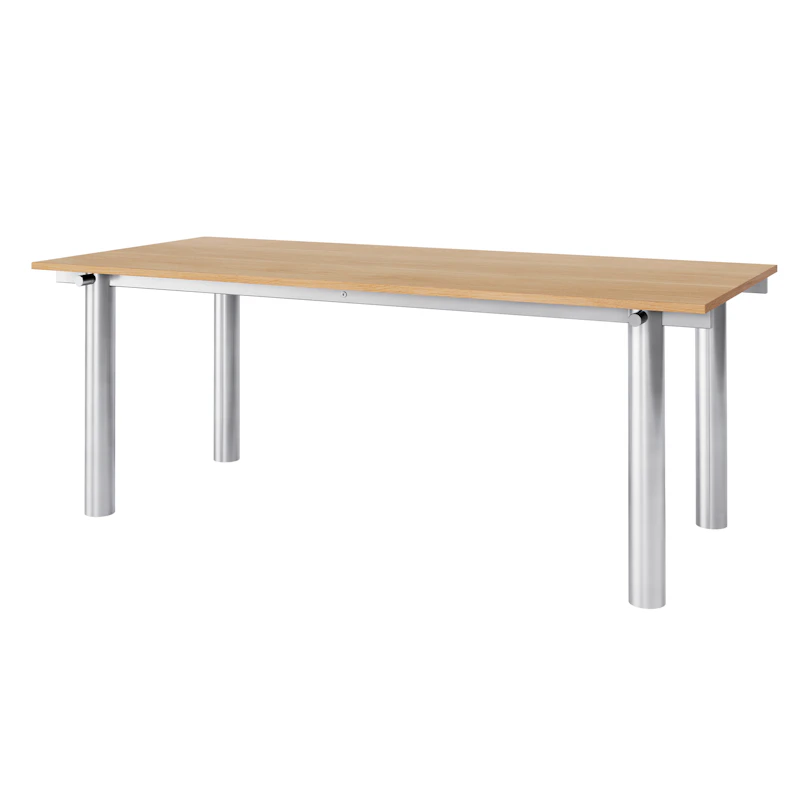 Atura Dining Table 200x90 cm, Stainless Steel / Natural Oak