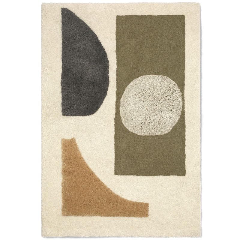 Bloco Tufted Wool Rug 120x180 cm, Green / Off-white