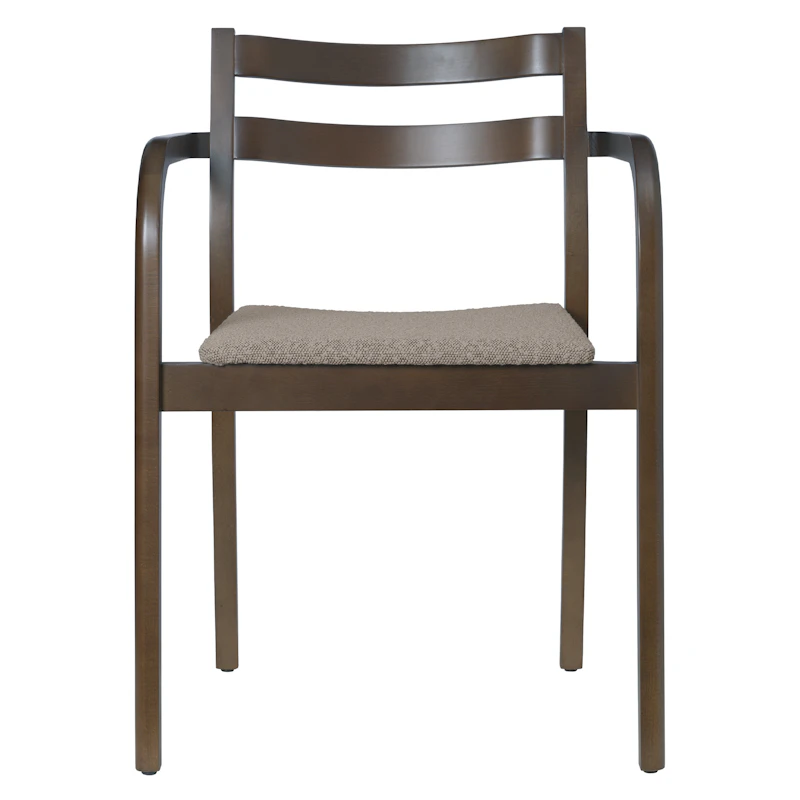 Boda Armchair in rugged bouclé with armrests, Dark Stained Beech / Nature