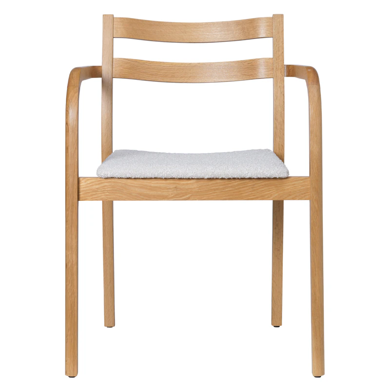 Boda Armchair with armrests in rugged bouclé, Off-white / Oak